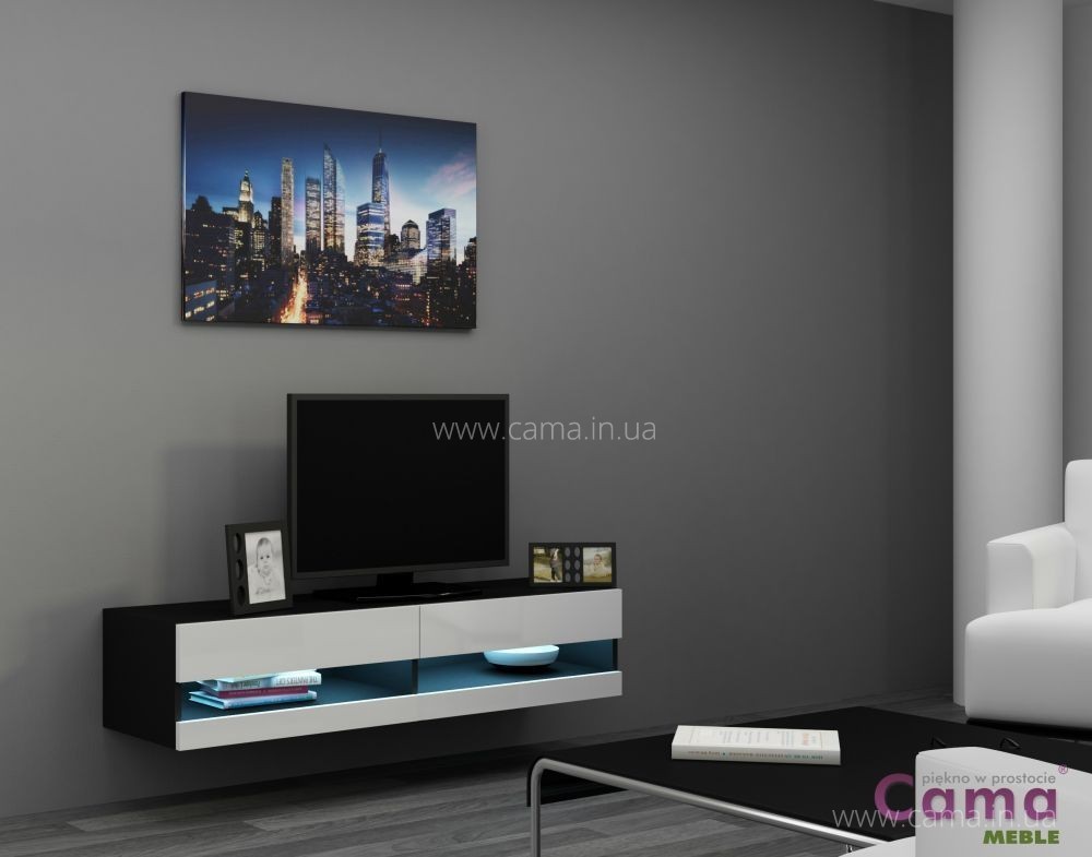 Комод открытый RTV Vigo 140 черный/белый глянец Комод открытый RTV Vigo 140 черный/белый глянец