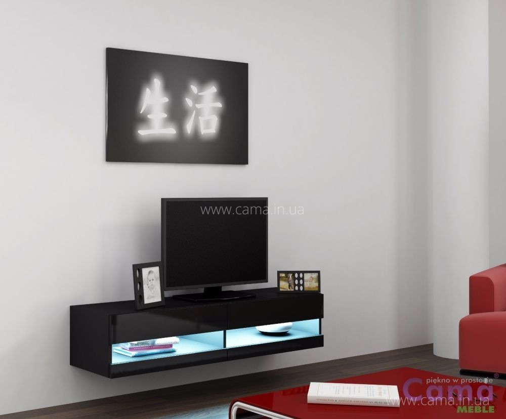 Комод открытый RTV Vigo 140 черный/черный глянец Комод открытый RTV Vigo 140 черный/черный глянец