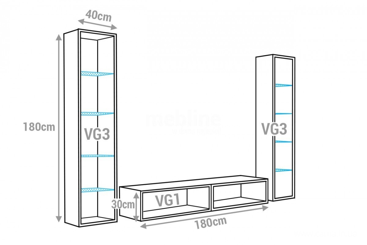 Гостиная Vigo 5 черный/черный глянец Гостиная Vigo 5 черный/черный глянец