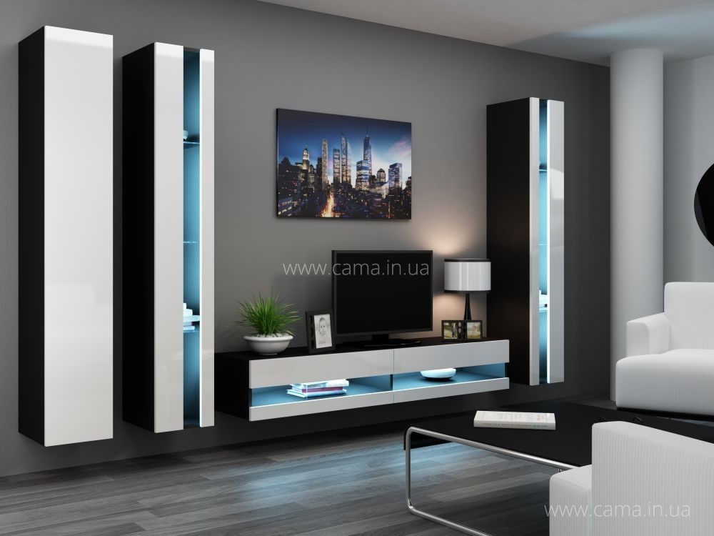 Гостиная Vigo New 6 черный/белый глянец Гостиная Vigo New 6 черный/белый глянец