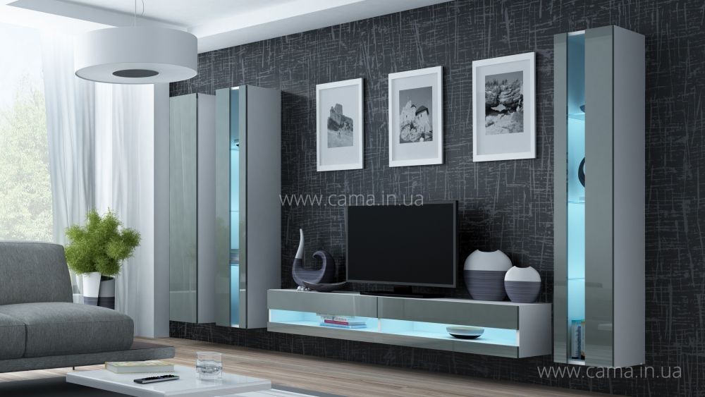 Гостиная Vigo New 6 белый/серый глянец Гостиная Vigo New 6 белый/серый глянец