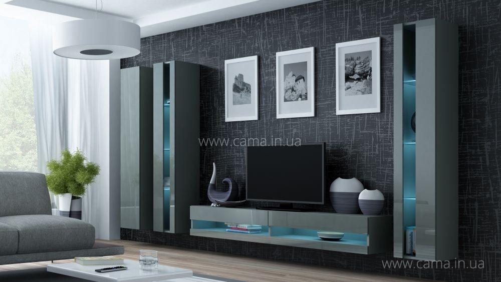 Гостиная Vigo New 6 серый/серый глянец Гостиная Vigo New 6 серый/серый глянец