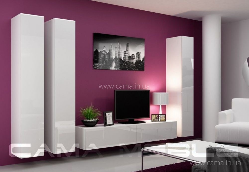 Гостиная Vigo 1 белый/ белый глянец Гостиная Vigo 1 белый/ белый глянец