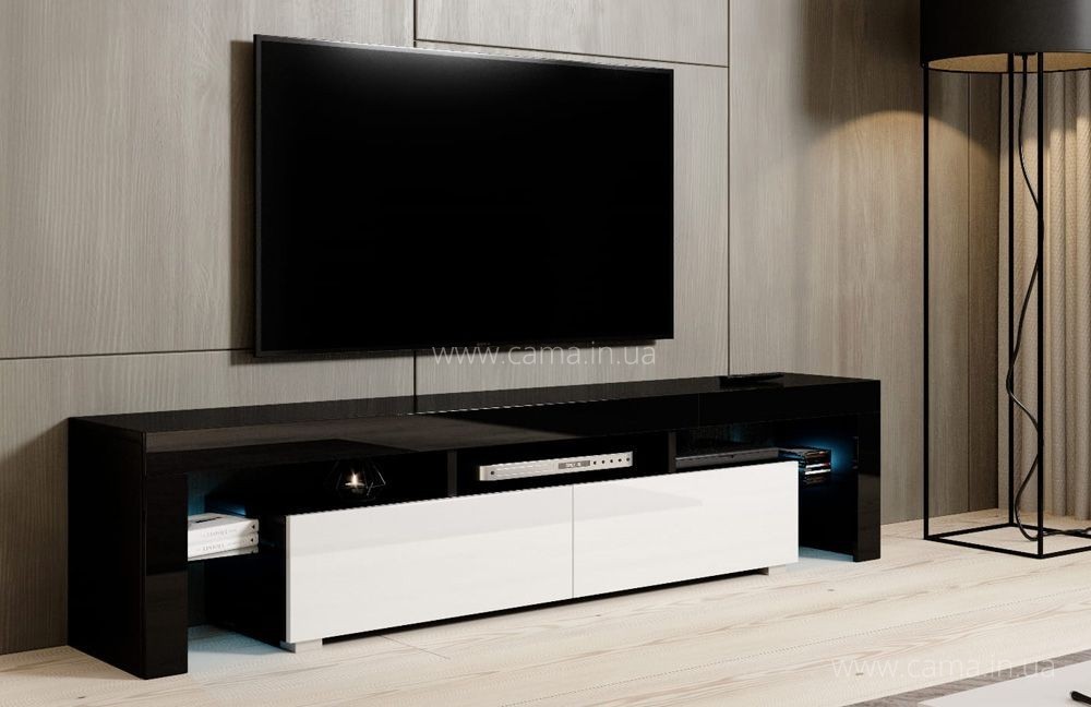 Тумба ТВ Toro 200см Черный/белый глянец Тумба ТВ Toro 200см Черный/белый глянец