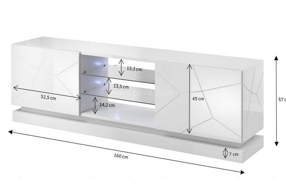 Тумба ТВ QIU 160см - Белый глянец Тумба ТВ QIU 160см - Белый глянец