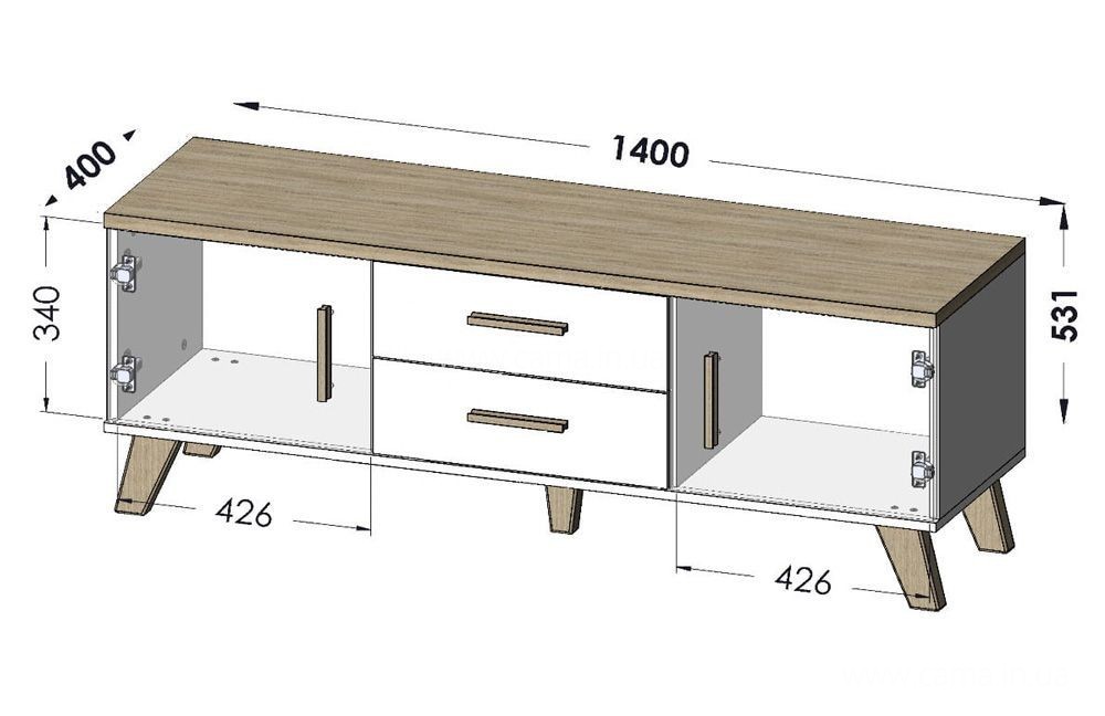 Тумба ТВ LOTTA Дуб Вотан 2D2S - 140 Тумба ТВ LOTTA Дуб Вотан 2D2S - 140