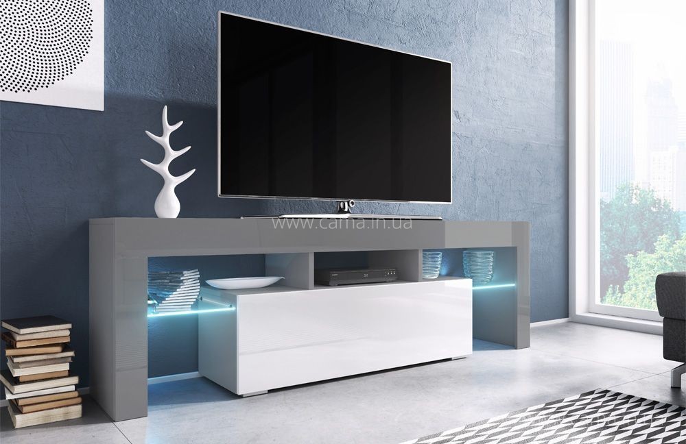 Тумба ТВ Toro 138см серый/белый глянец Тумба ТВ Toro 138см серый/белый глянец