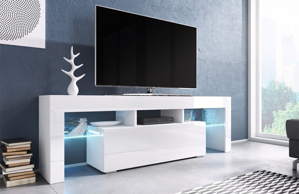 Тумба ТВ Toro 138см белый/белый глянец Тумба ТВ Toro 138см белый/белый глянец