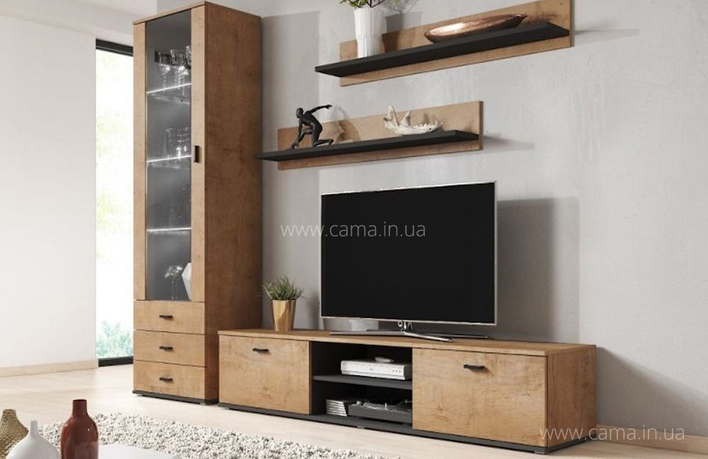 Гостиная Soho 1 дуб Лефкас/черный Гостиная Soho 1 дуб Лефкас/черный