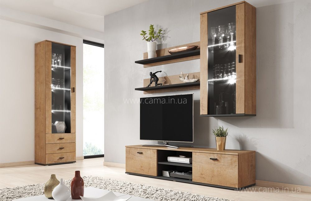 Гостиная Soho 6 дуб Лефкас/черный Гостиная Soho 6 дуб Лефкас/черный