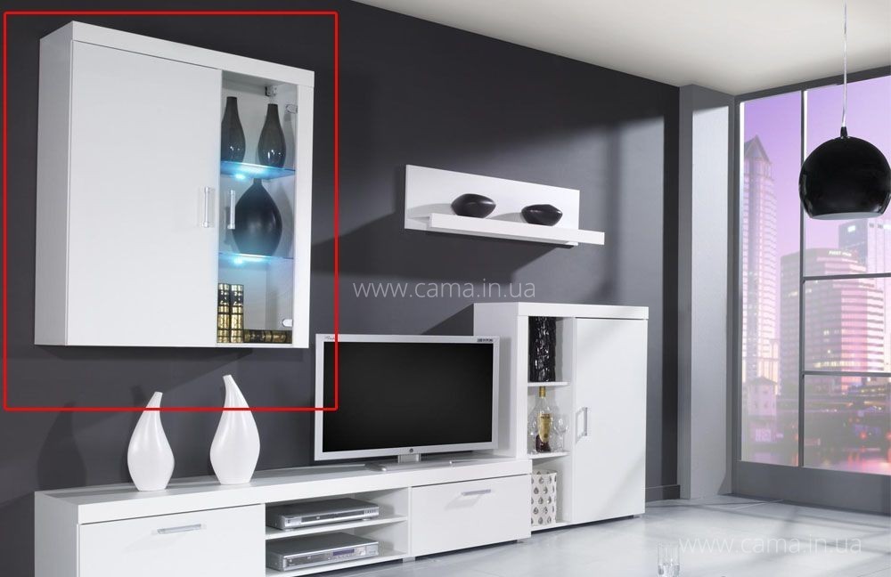 Витрина навесная Samba белый глянец Витрина навесная Samba белый глянец