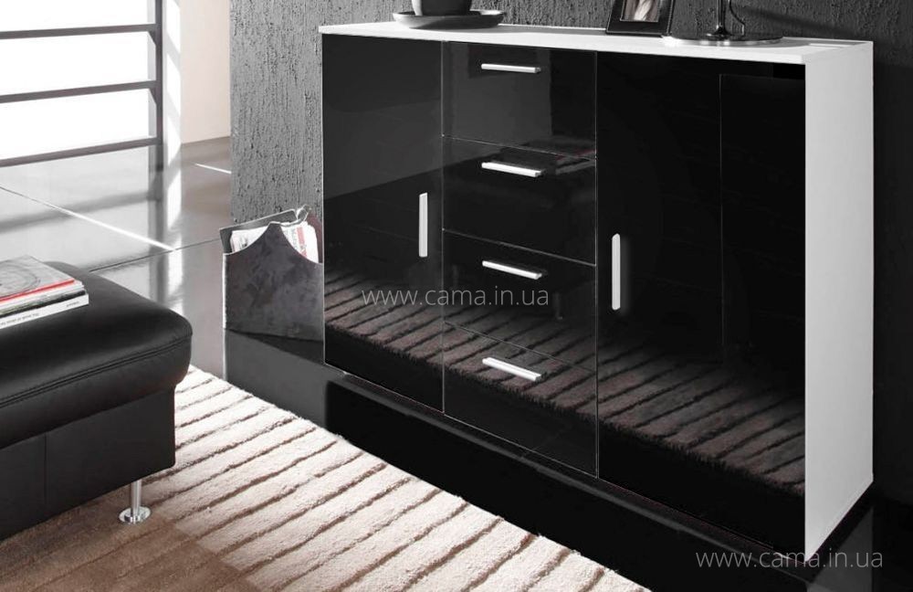 Комод Soho (Uni) белый/черный глянец Комод Soho (Uni) белый/черный глянец