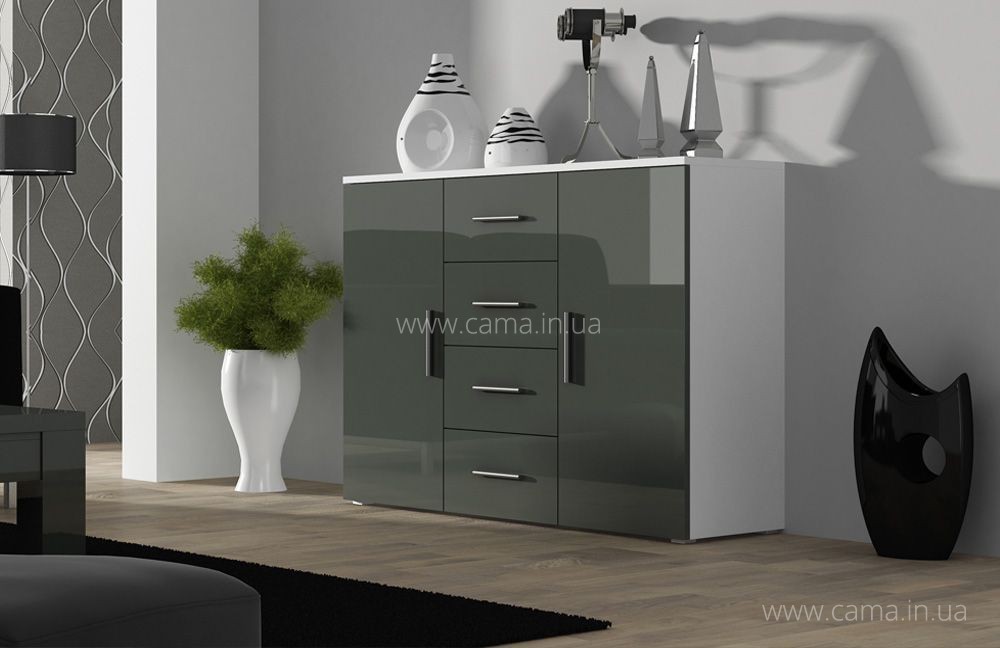 Комод Soho (Uni) белый/серый глянец Комод Soho (Uni) белый/серый глянец