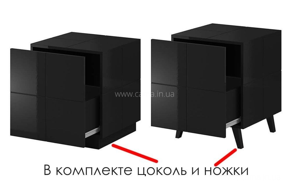 Прикроватные тумбы Reja (2шт) черный глянец Прикроватные тумбы Reja (2шт) черный глянец