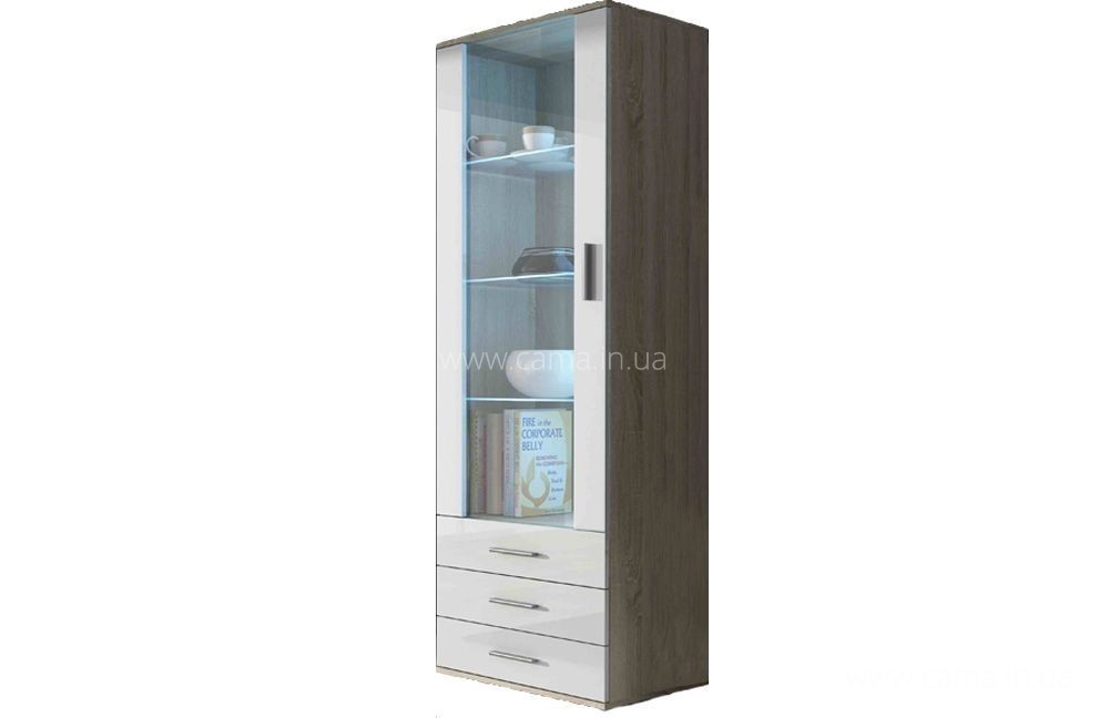 Витрина высокая Soho дуб сонома/белый глянец Витрина высокая Soho дуб сонома/белый глянец