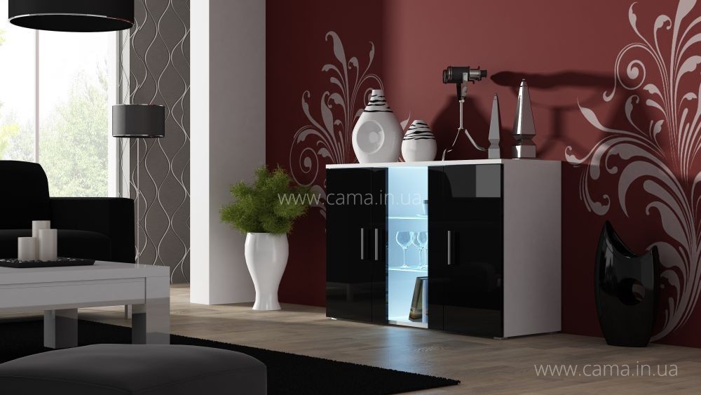 Комод Soho S7 белый/черный глянец Комод Soho S7 белый/черный глянец