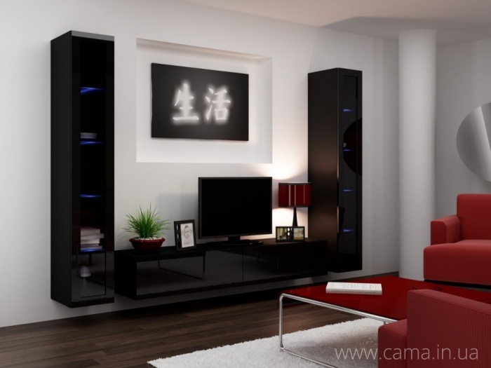 Гостиная Vigo 5 черный/черный глянец Гостиная Vigo 5 черный/черный глянец