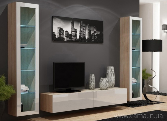 Гостиная Vigo 5 сонома/белый глянец Гостиная Vigo 5 сонома/белый глянец