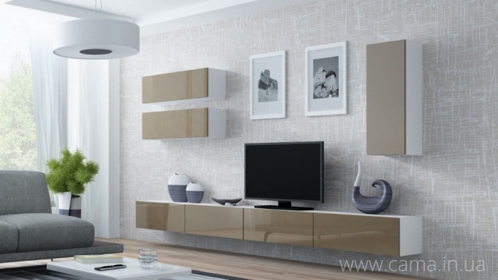 Гостиная Vigo 13 белый/лате глянец