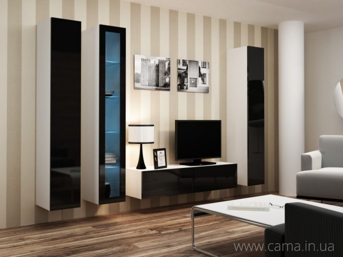 Гостиная Vigo 15 белый/черный глянец Гостиная Vigo 15 белый/черный глянец