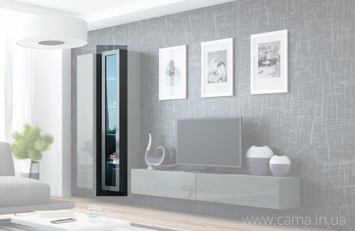 Витрина навесная Vigo 180 серый/серый глянец