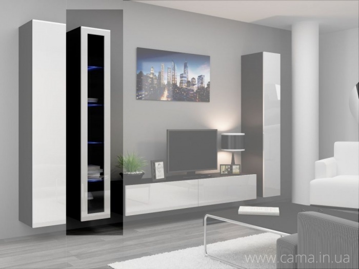 Витрина навесная Vigo 180 черный/белый глянец