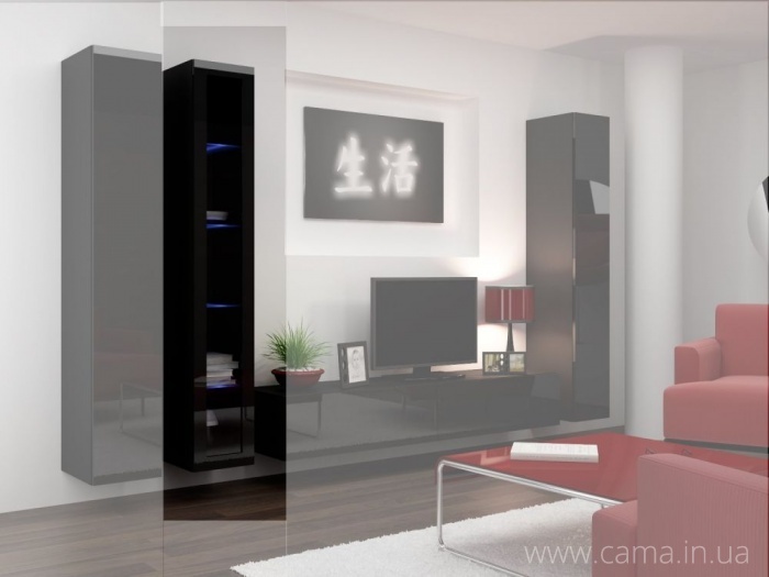 Витрина навесная Vigo 180 черный/черный глянец