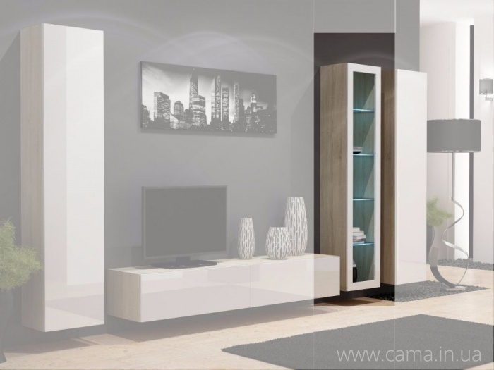 Витрина навесная Vigo 180 дуб сонома/белый глянец