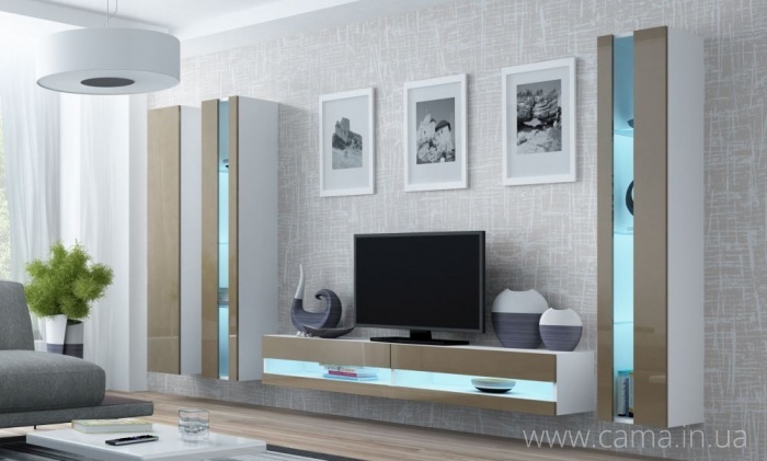 Гостиная Vigo New 6 белый/латте глянец