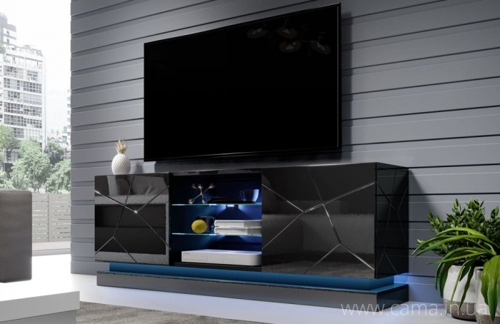 Тумба ТВ QIU 160см - Черный глянец