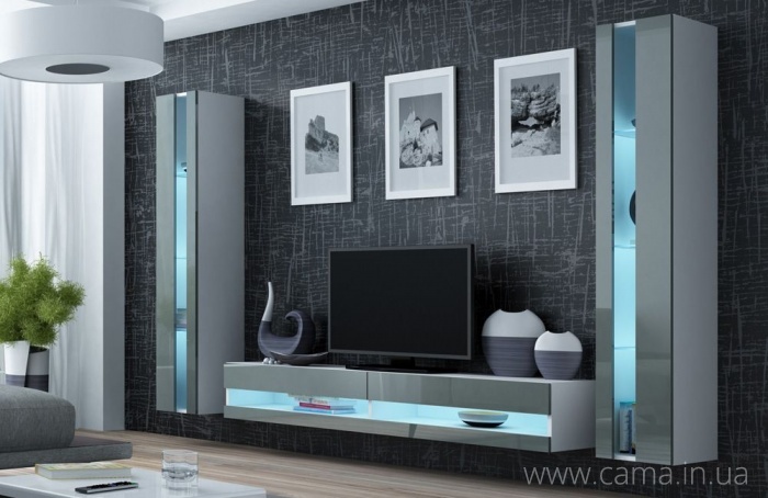 Гостиная Vigo New 3 белый/серый глянец