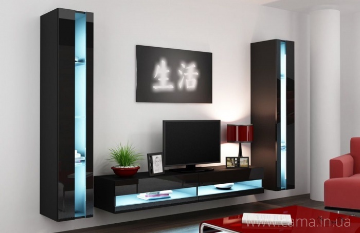 Гостиная Vigo New 3 черный/черный глянец