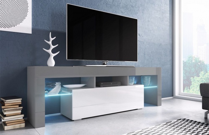 Тумба ТВ Toro 138см серый/белый глянец Тумба ТВ Toro 138см серый/белый глянец