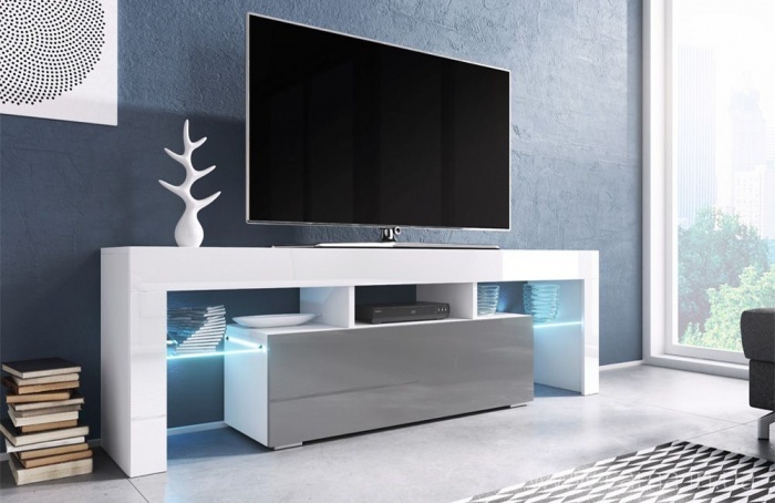 Тумба ТВ Toro 138см белый/серый глянец Тумба ТВ Toro 138см белый/серый глянец