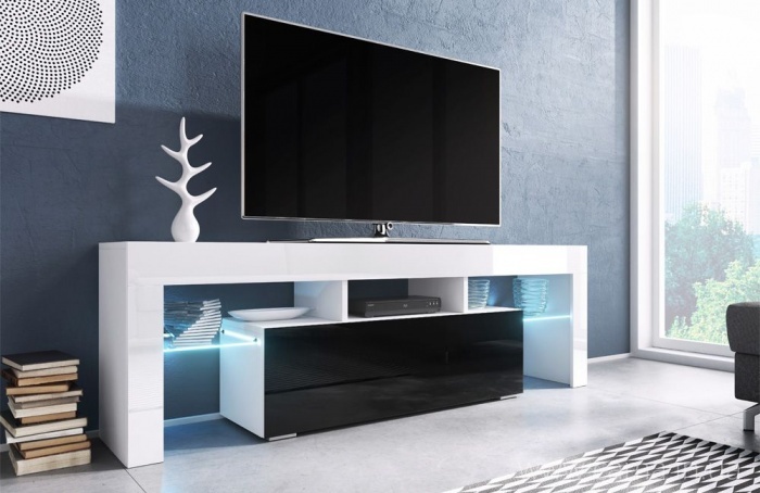 Тумба ТВ Toro 138см белый/черный глянец Тумба ТВ Toro 138см белый/черный глянец