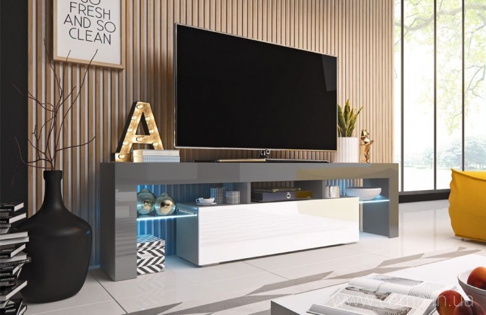 Тумба ТВ Toro 158см - серый/белый глянец Тумба ТВ Toro 158см - серый/белый глянец