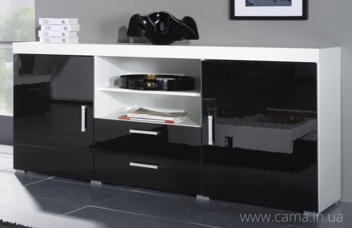 Комод Samba белый/черный глянец