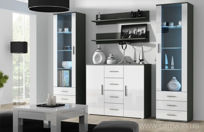 Гостиная Soho 3 серый/белый глянец