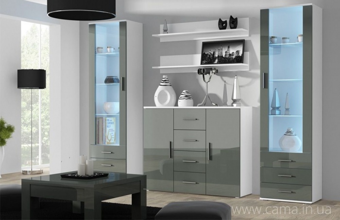 Гостиная Soho 3 белый/серый глянец