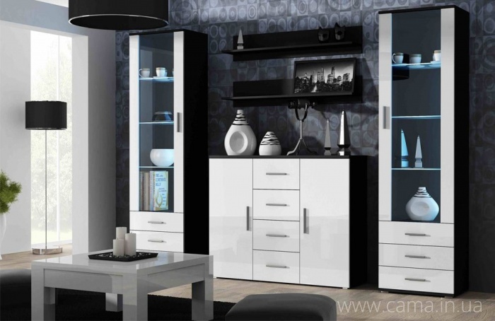 Гостиная Soho 3 черный/белый глянец