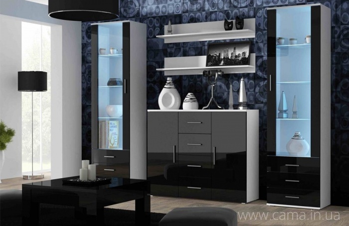 Гостиная Soho 3 белый/черный глянец
