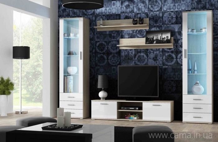 Гостиная Soho 4 дуб сонома/белый глянец