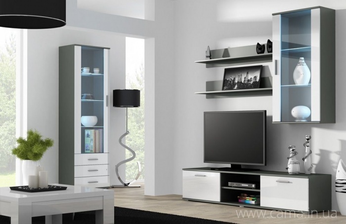 Гостиная Soho 6 серый/белый глянец