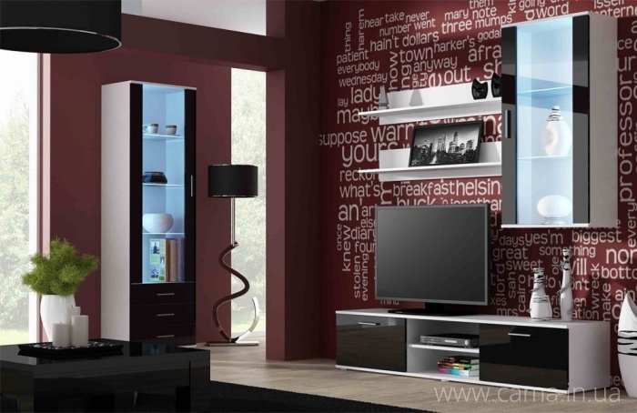 Гостиная Soho 6 белый/черный глянец