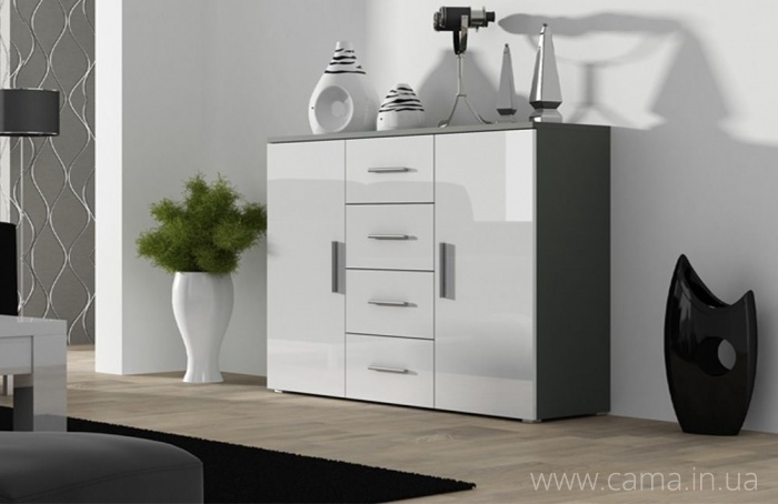 Комод Soho (Uni) серый/белый глянец