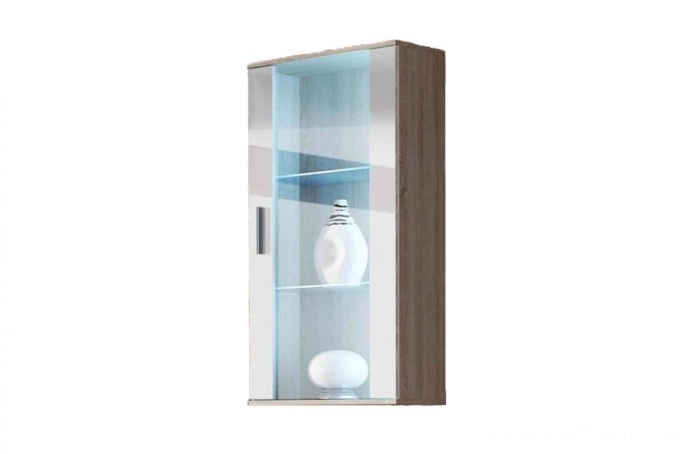 Витрина навесная Soho дуб сонома/белый глянец