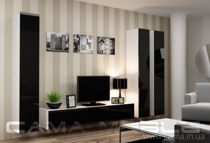 Гостиная Vigo 1 белый/черный глянец