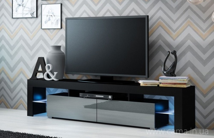 Тумба ТВ Solo - черный/серый глянец Тумба ТВ Solo - черный/серый глянец