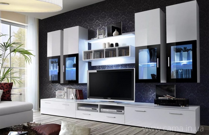 Гостиная LYRA Белый/Белый глянец