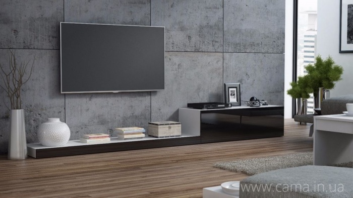 Тумба Rtv Life белый/черный глянец